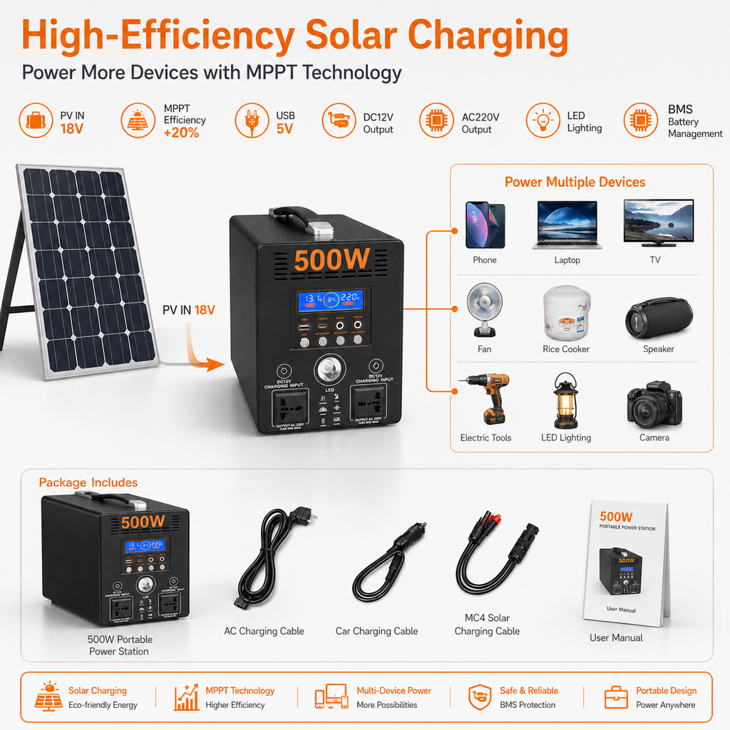 500W  Portable Power Station (B-series)