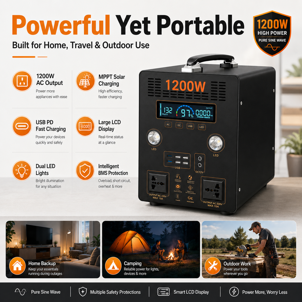 1.2KW  Portable Power Station (B-series 800Wh-1.5KWh)