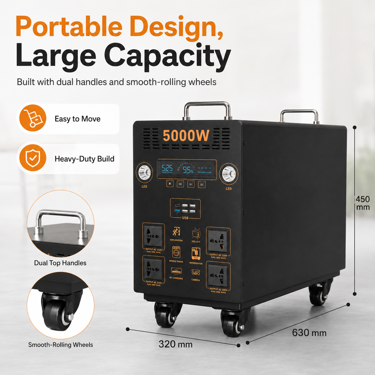 5KW Portable Power Station (B-series 4000Wh-6400Wh)