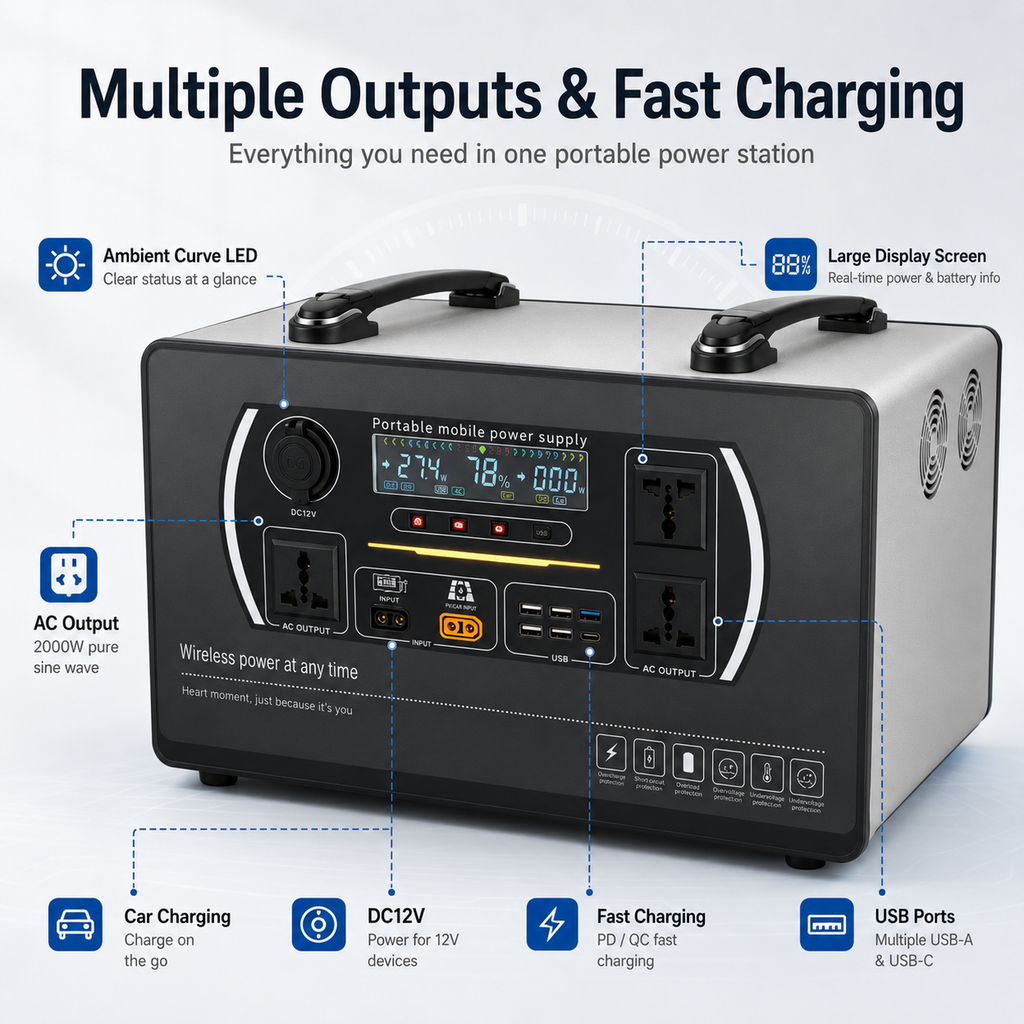 3000W  Portable Power Station  (D series 2.56kwh-3.84kWh)