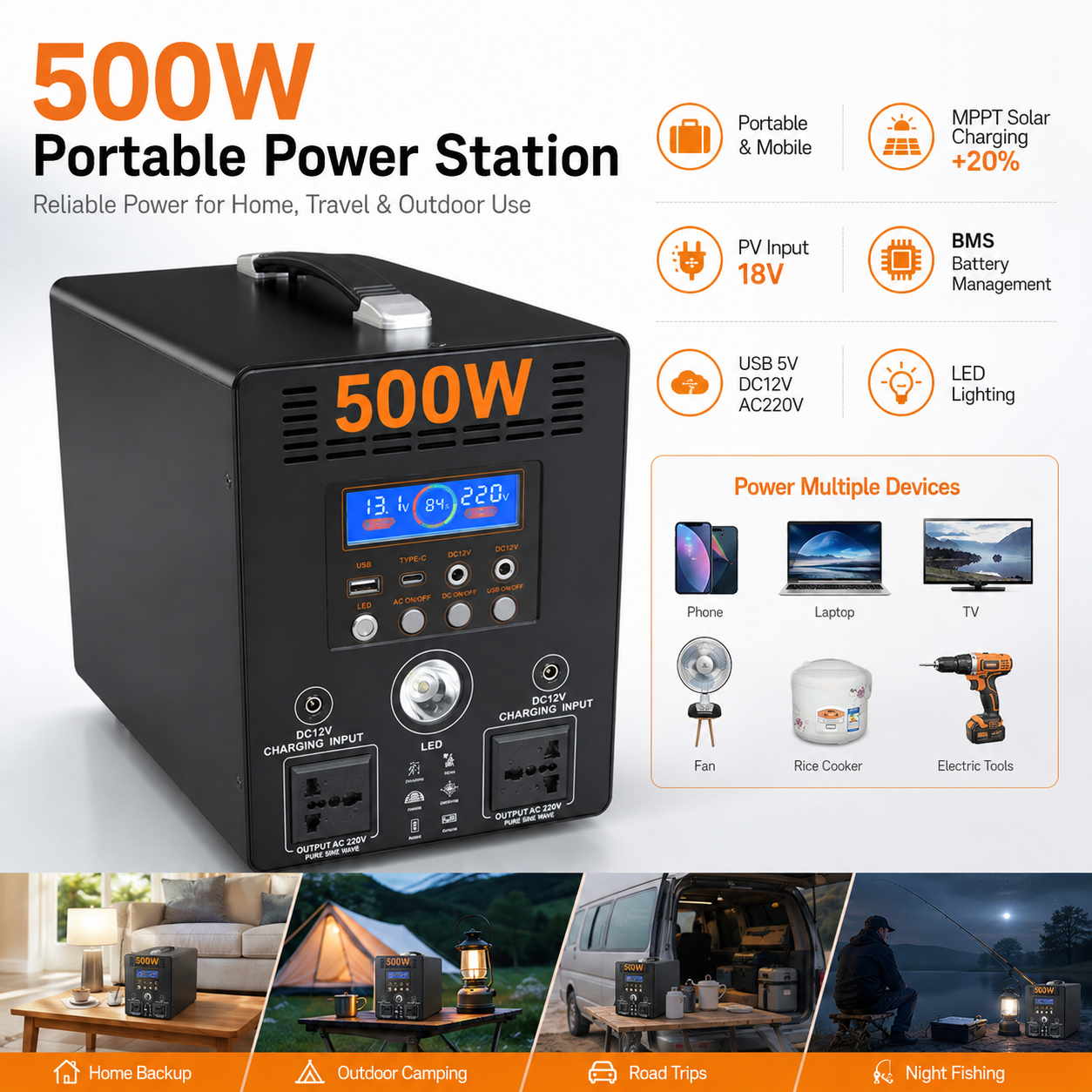 500W  Portable Power Station (B-series)
