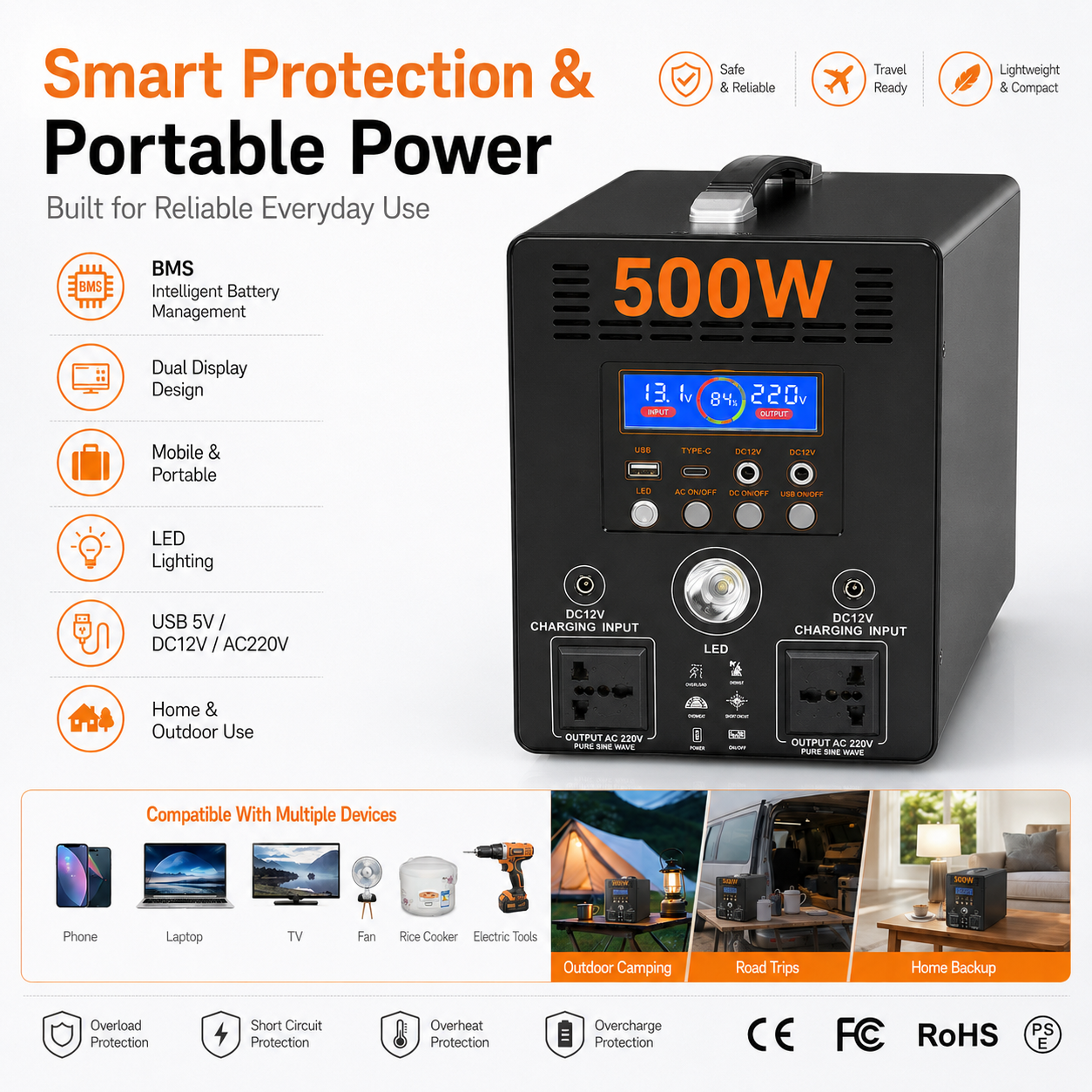 500W  Portable Power Station (B-series)