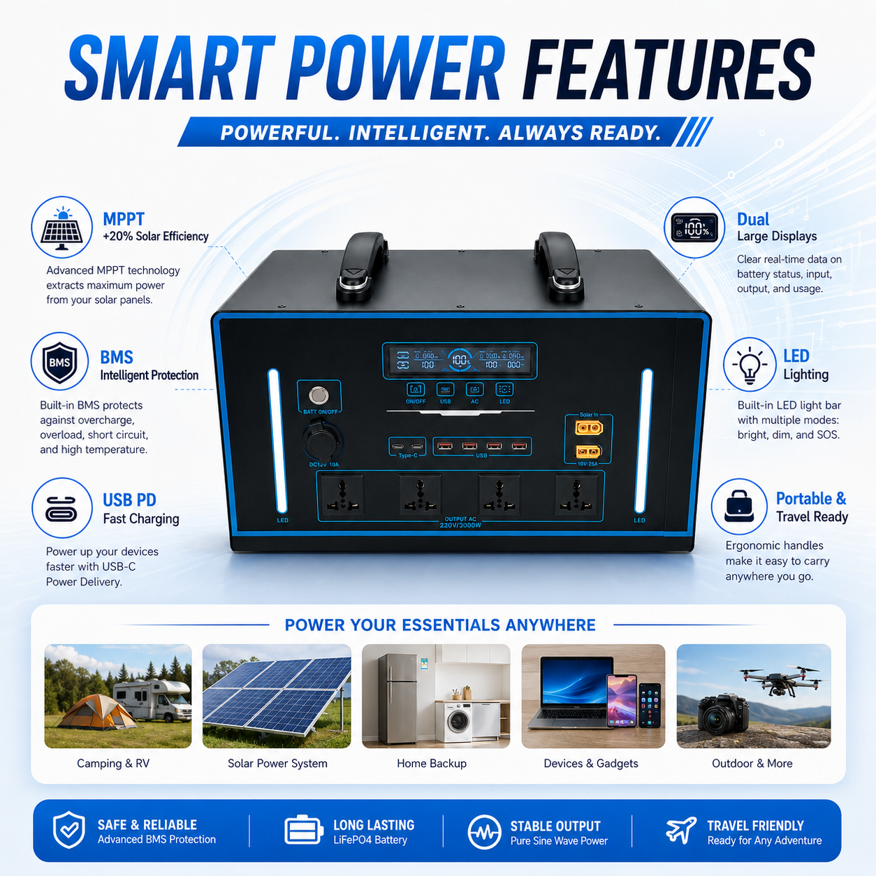 3KW Energy Storage Mobile Power Station （G-series 2048Wh-3072Wh）