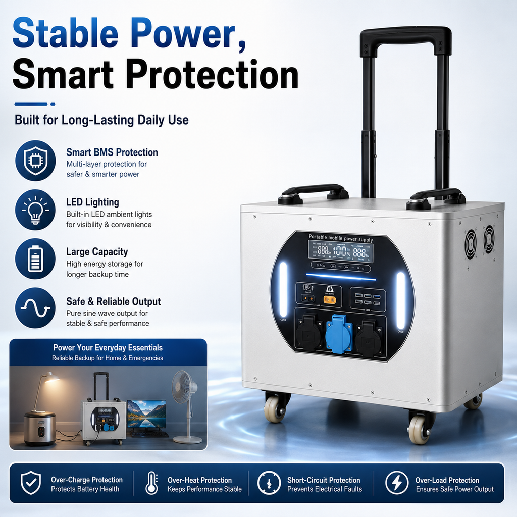 5KW trolley box energy storage mobile power station (LA series 4.096-8.038KWh)