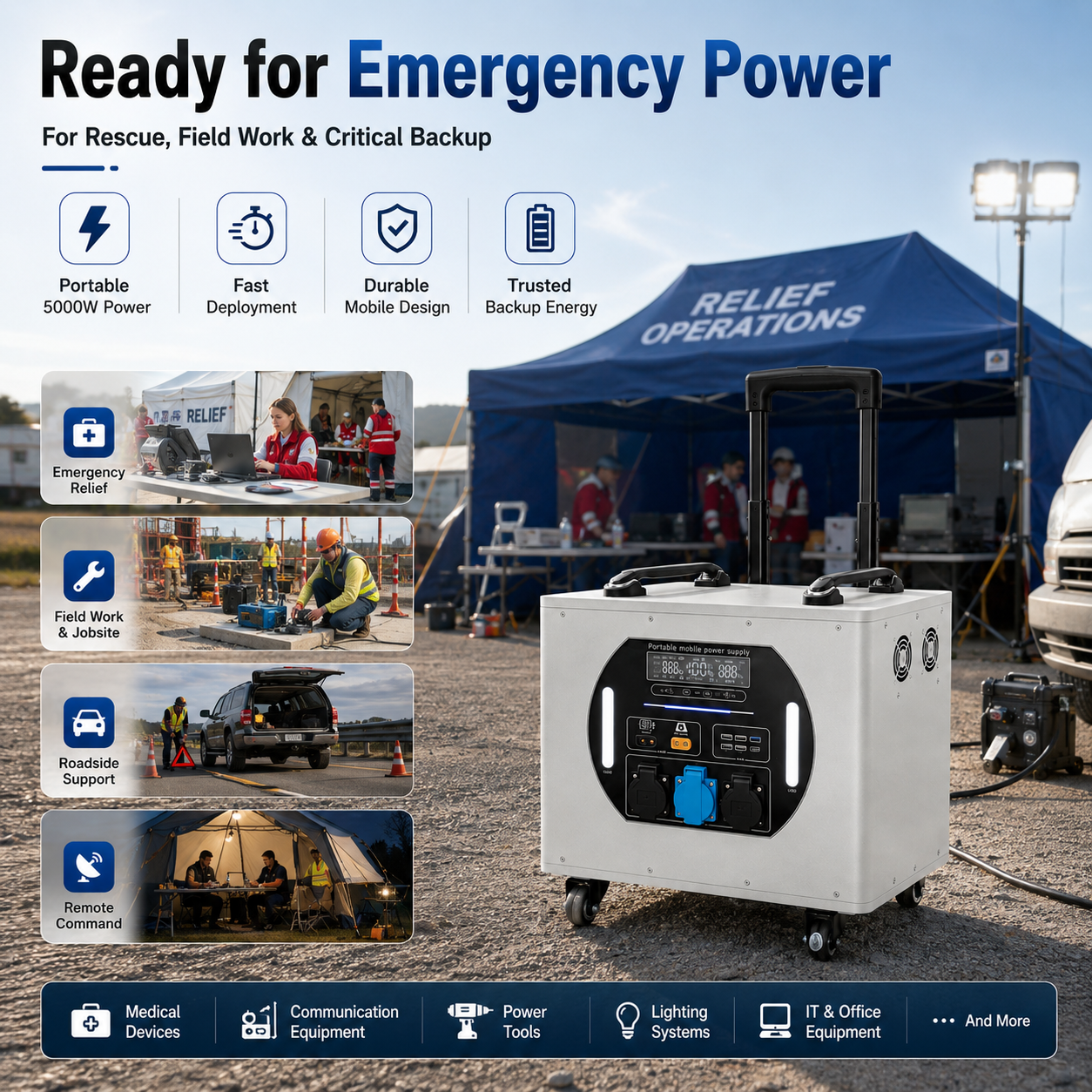 5KW trolley box energy storage mobile power station (LA series 4.096-8.038KWh)