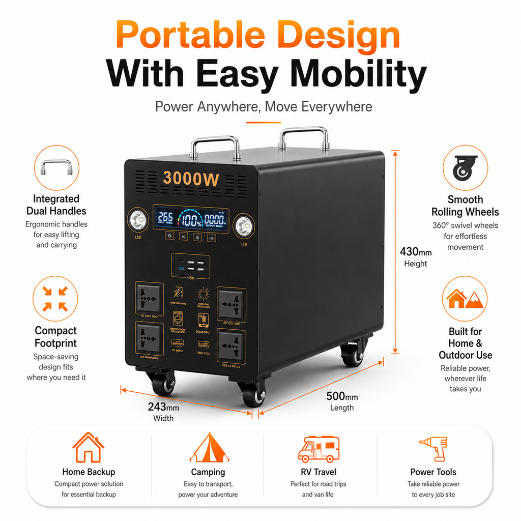 3KW Portable Power Station（B-series 2560Wh-5120Wh）