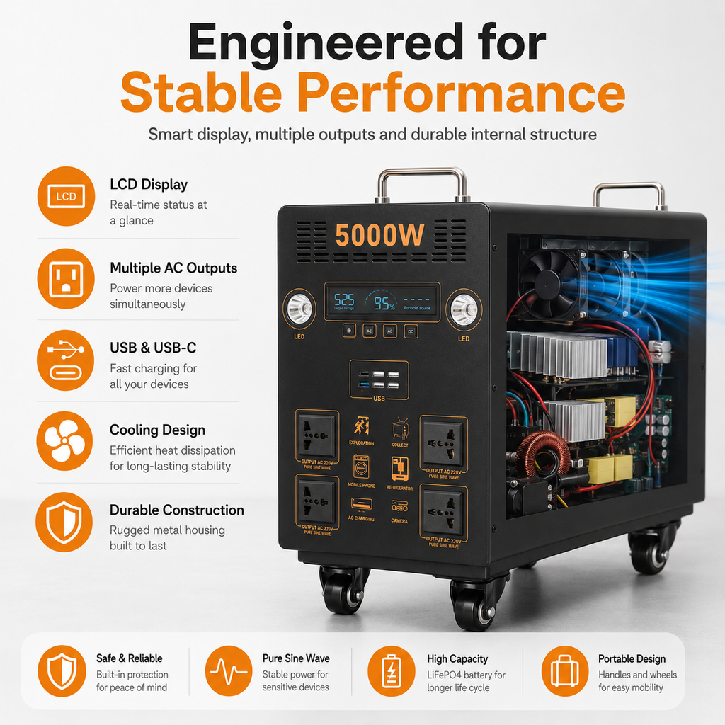 5KW Portable Power Station (B-series 4000Wh-6400Wh)