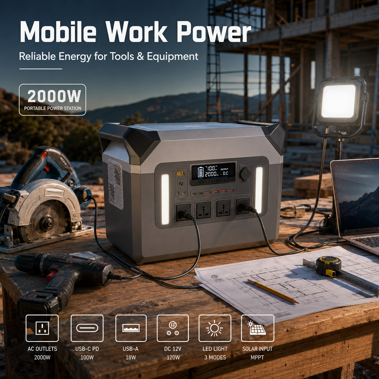 2000W  Portable Power Station (F Series 1536-2636.8Wh)