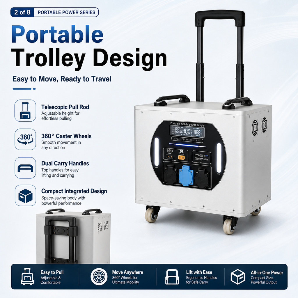 5KW trolley box energy storage mobile power station (LA series 4.096-8.038KWh)