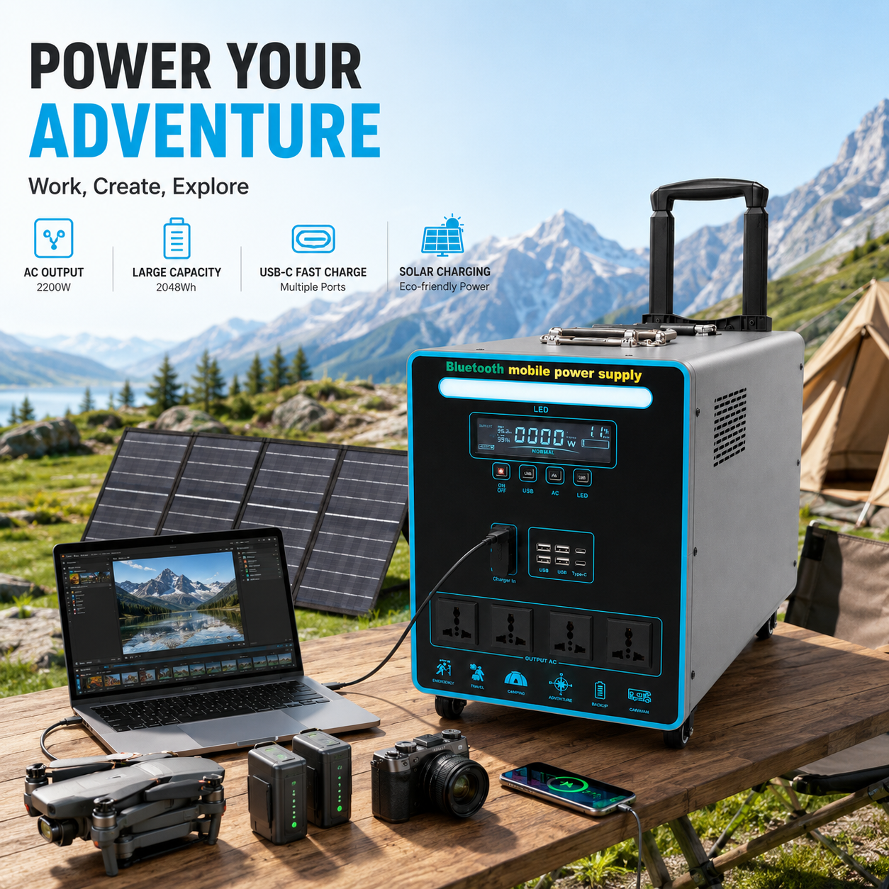 3kWPull rod Bluetooth energy storage power station (LB series)