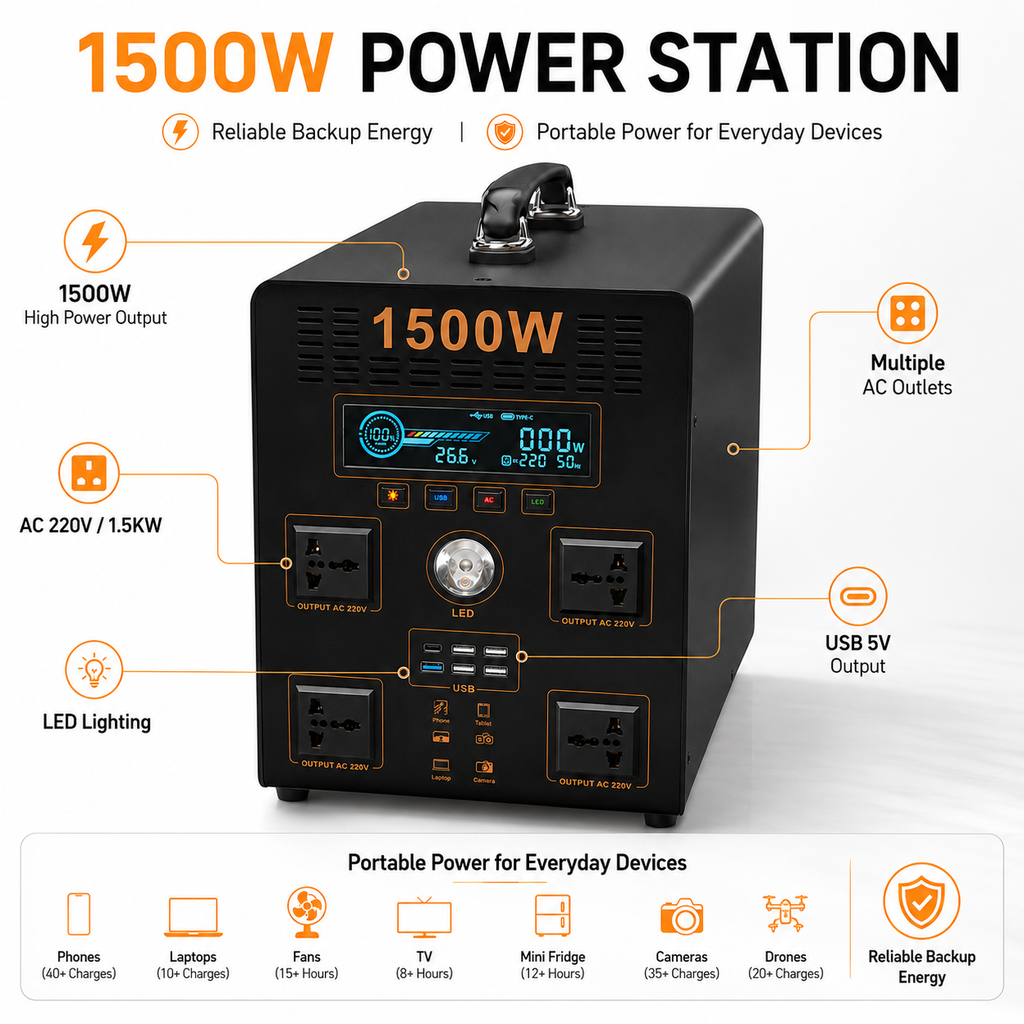 1.5KW energy storage power (B-series 1100Wh-2048Wh)