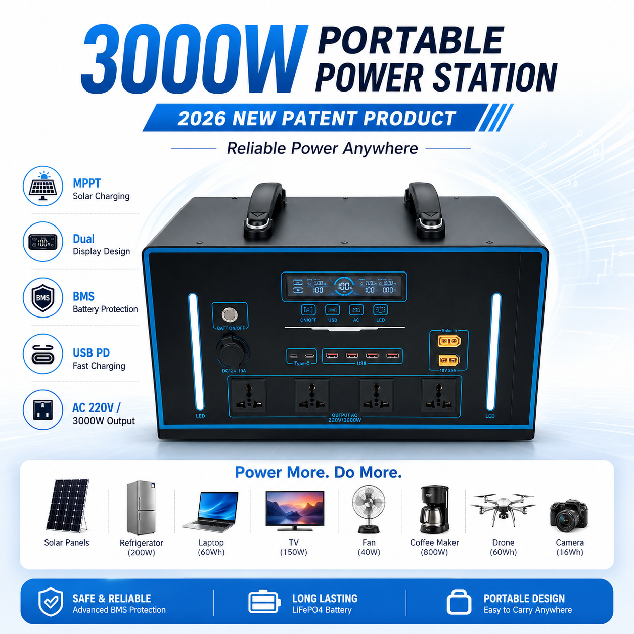 3KW Energy Storage Mobile Power Station （G-series 2048Wh-3072Wh）