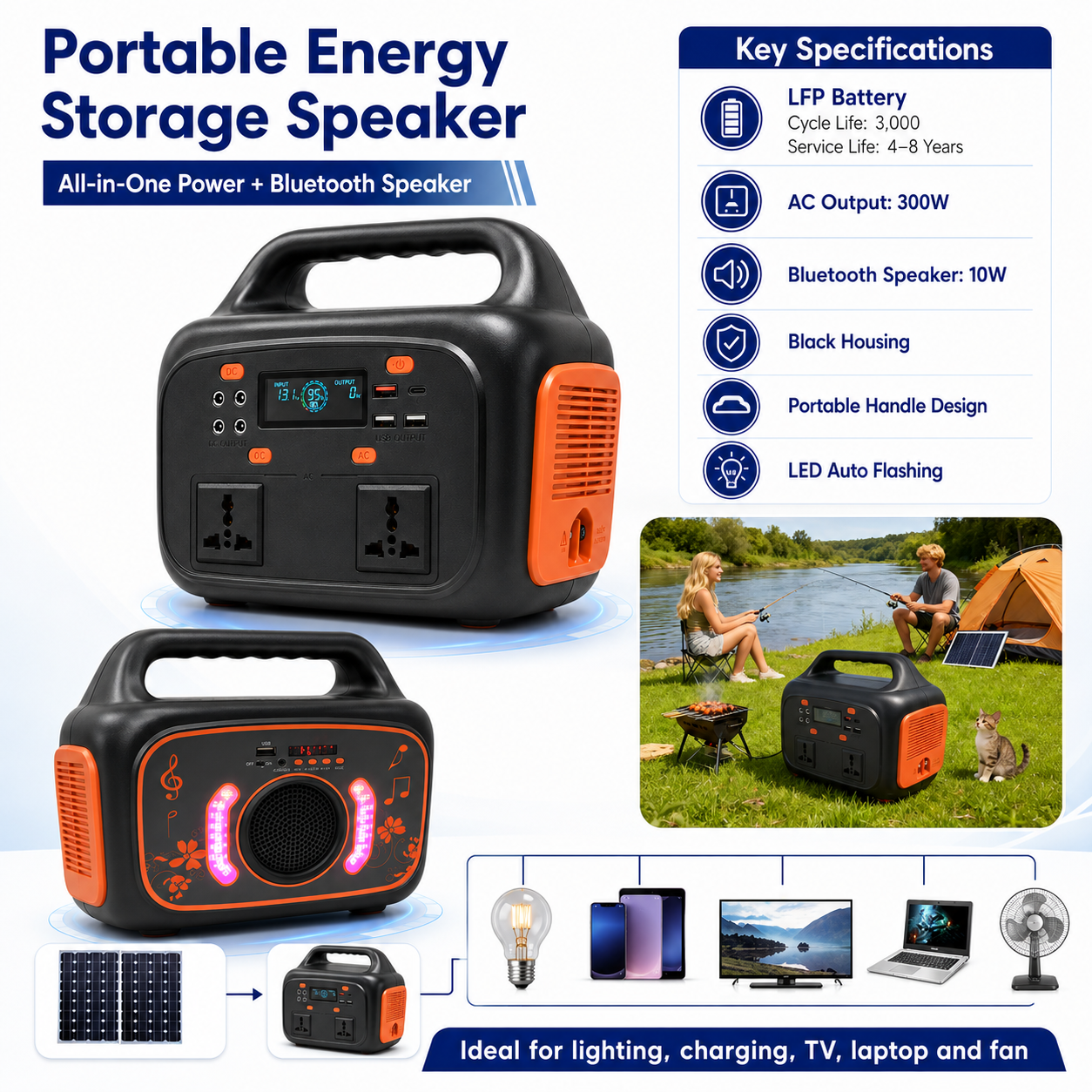 300W AI Portable Power Bank with Built-in Speaker (LY Series)
