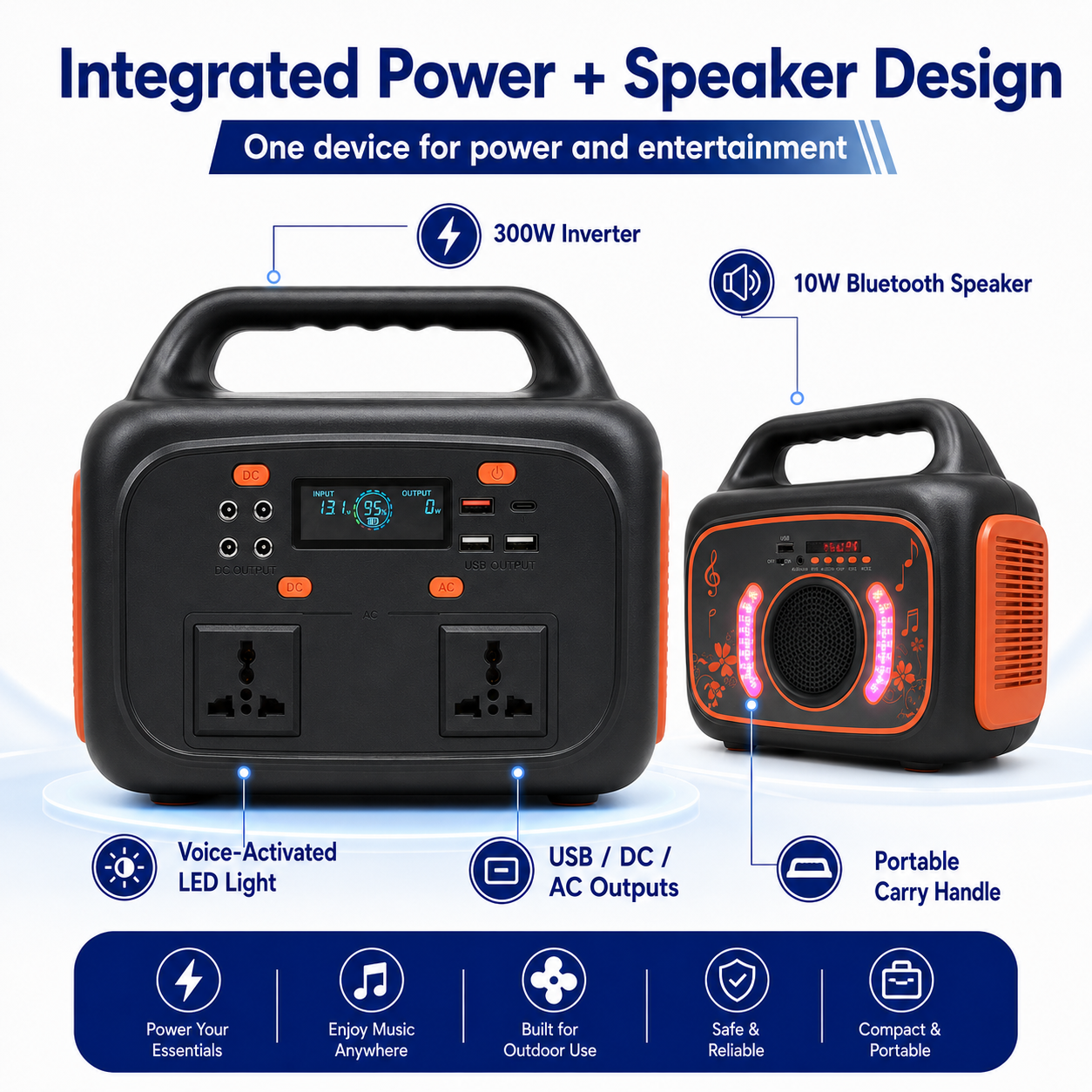 300W AI Portable Power Bank with Built-in Speaker (LY Series)