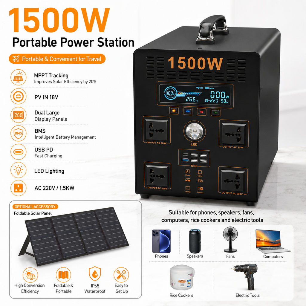 1.5KW energy storage power (B-series 1100Wh-2048Wh)