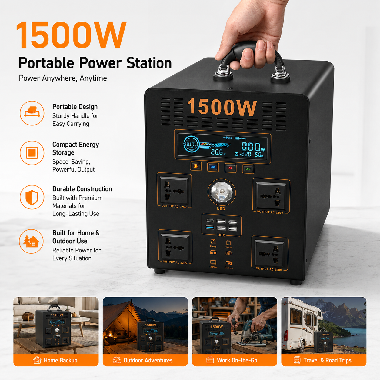 1.5KW energy storage power (B-series 1100Wh-2048Wh)
