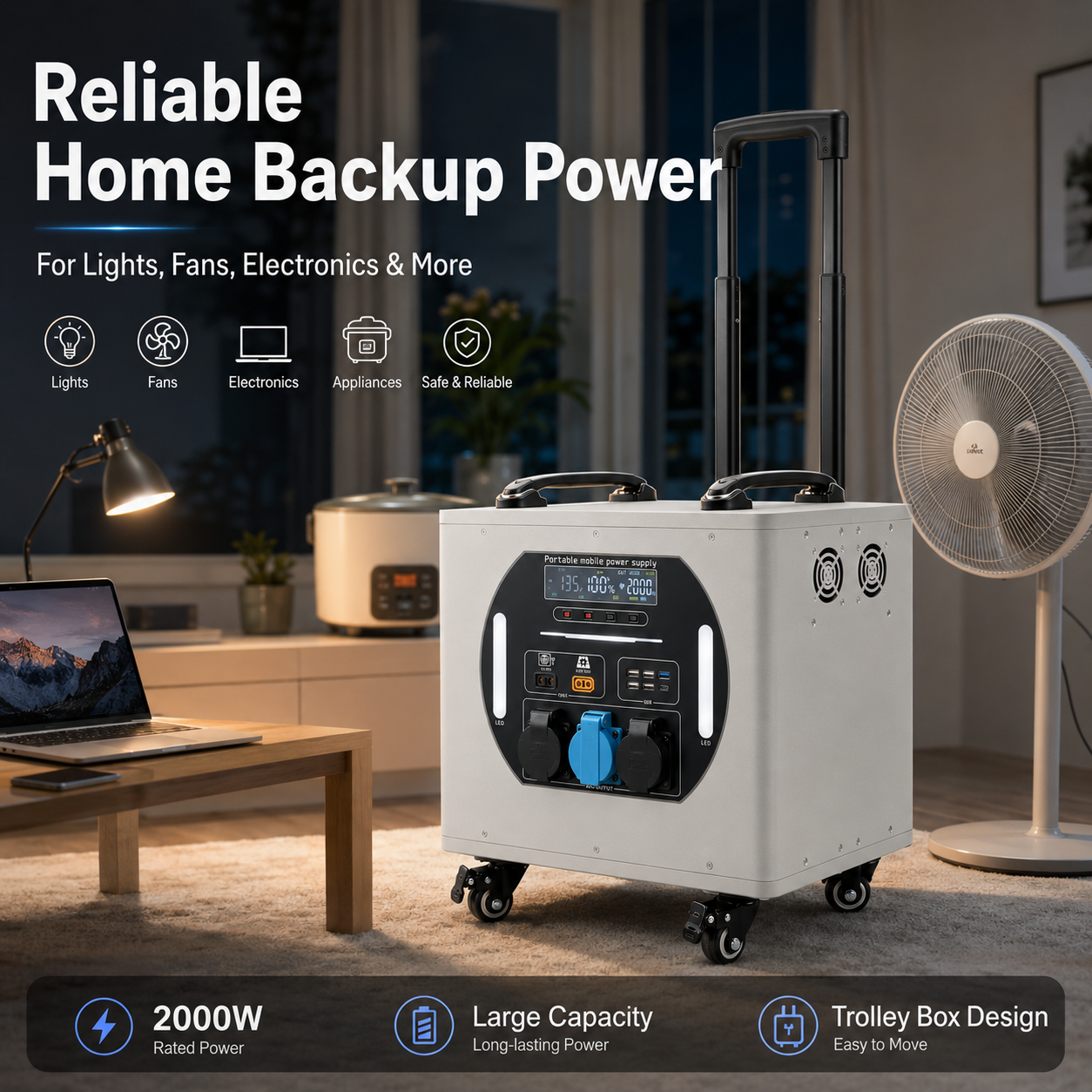 2000W trolley box energy storage mobile power station (LA series 1.5-3 kWh)