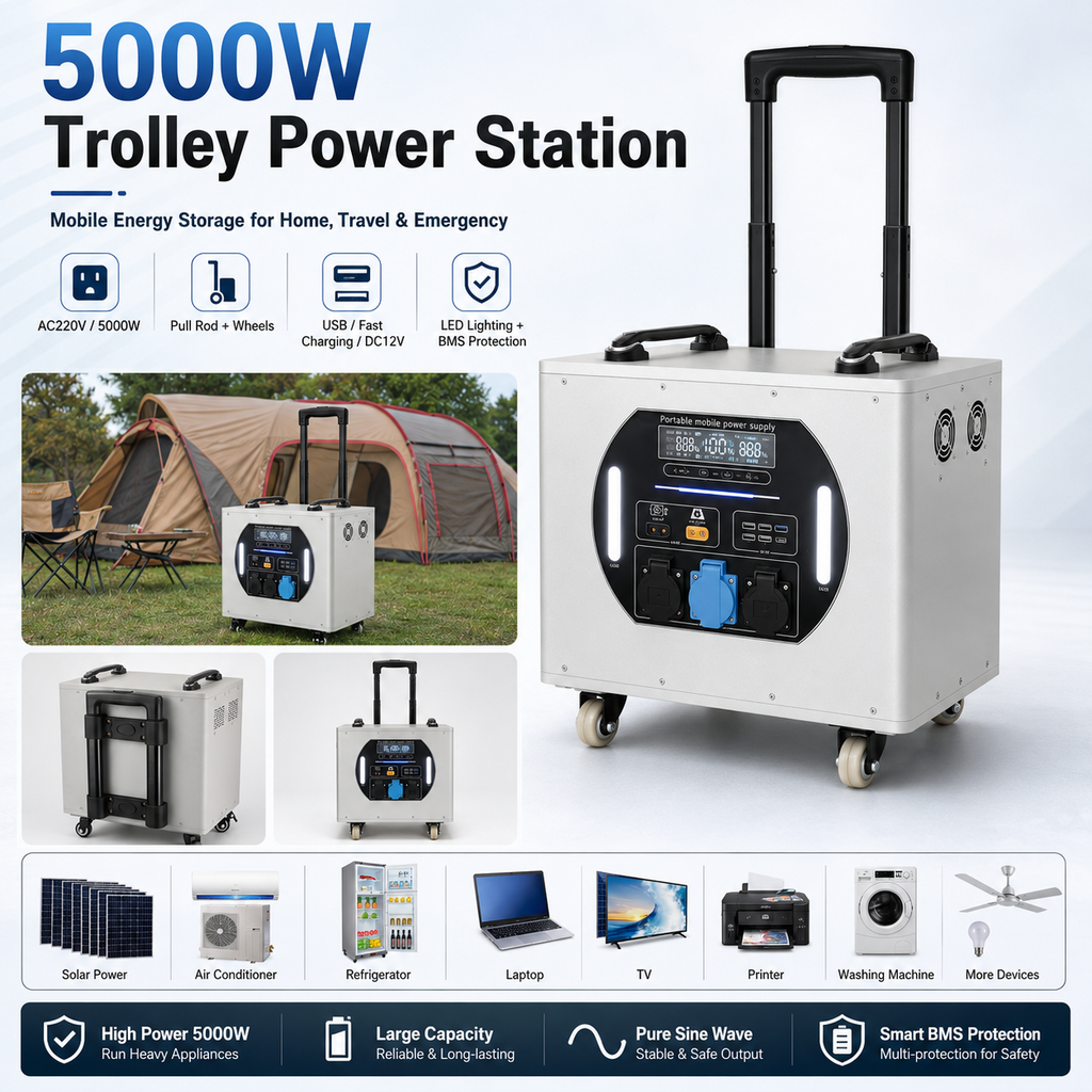 5KW trolley box energy storage mobile power station (LA series 4.096-8.038KWh)