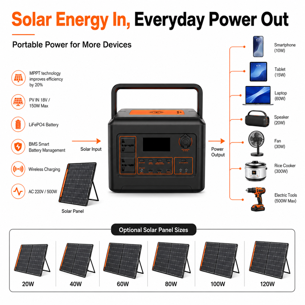 500W Portable Power Station (A series 320-800Wh)