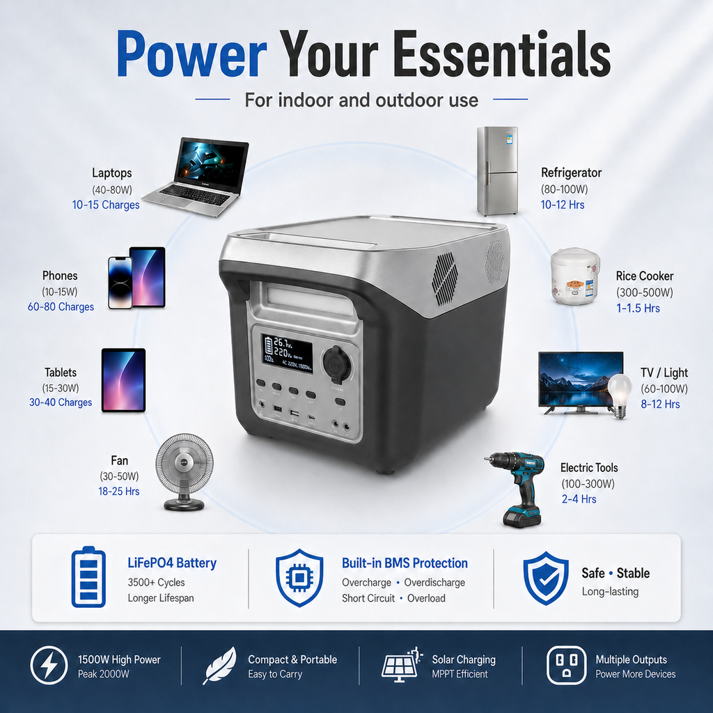 1500W  Portable Power Station (F Series 1100-1536Wh)