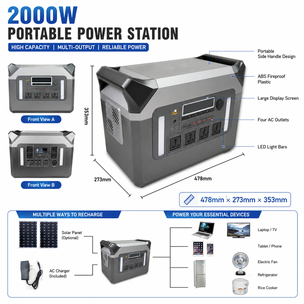 2000W  Portable Power Station (F Series 1536-2636.8Wh)