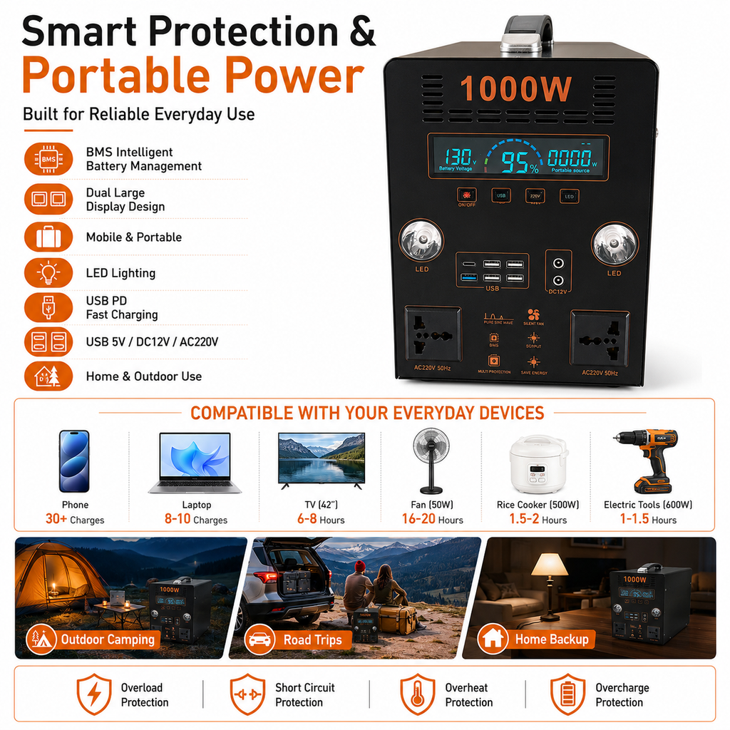 1KW  Portable Power Station （B-series 700Wh-1.1KWh）