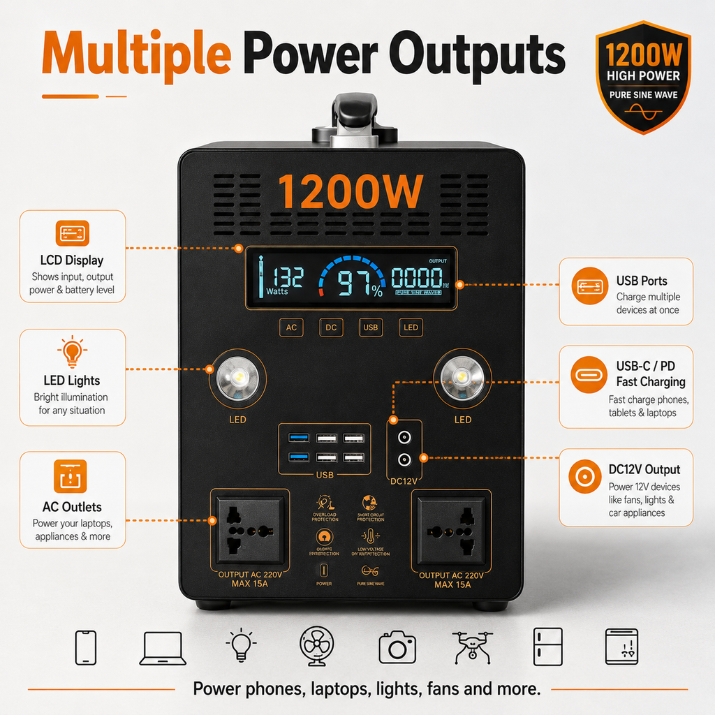 1.2KW  Portable Power Station (B-series 800Wh-1.5KWh)