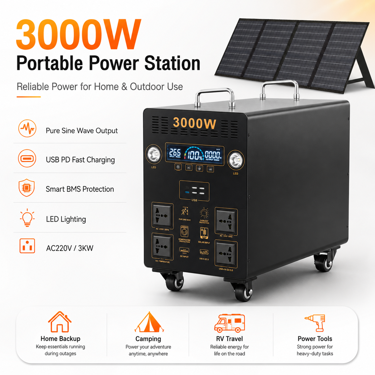3KW Portable Power Station（B-series 2560Wh-5120Wh）