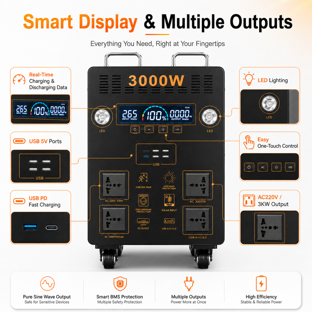 3KW Portable Power Station（B-series 2560Wh-5120Wh）